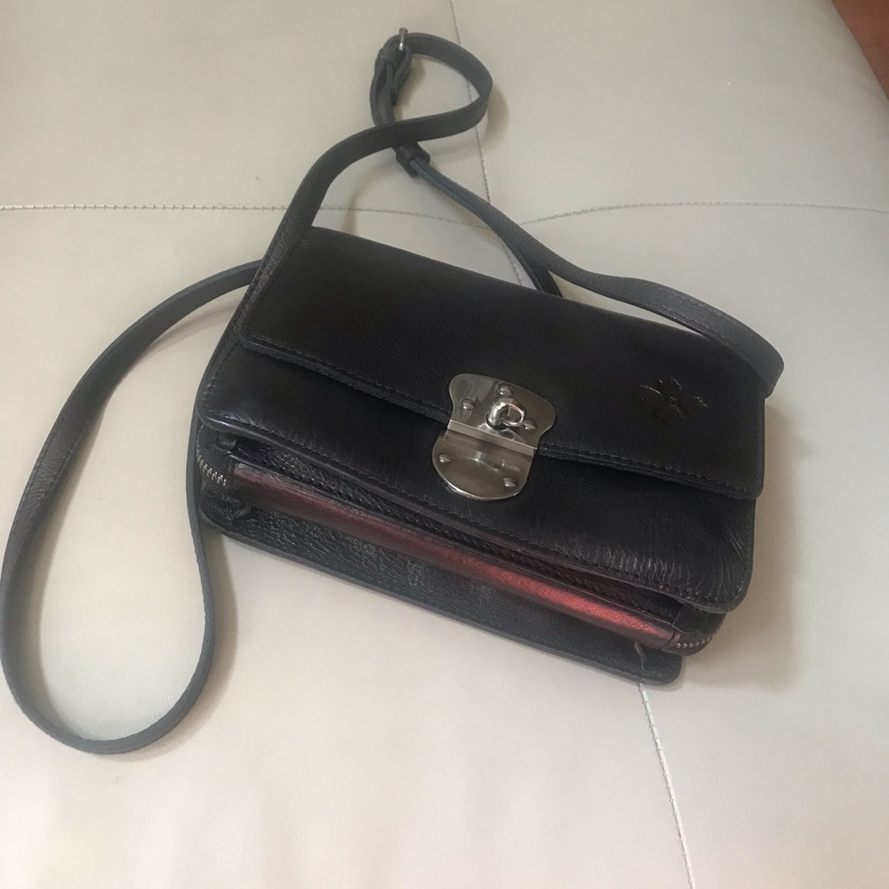 Patricia Nash Brown Bronze Leather Messenger Bag